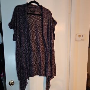 Nine West Black and White Marled Open Cardigan Vest